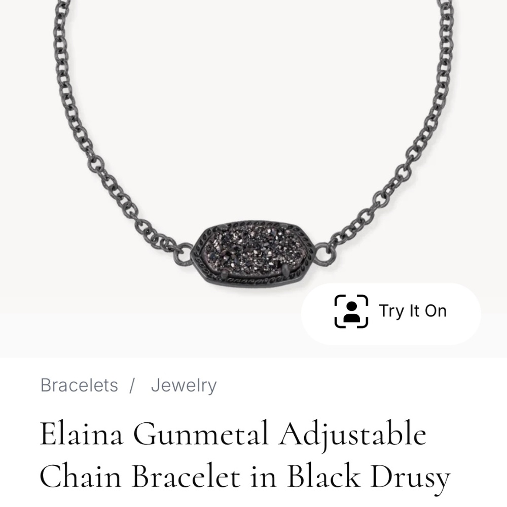 Kendra Scott Elaina Gunmetal Chain Bracelet in Black Drusy